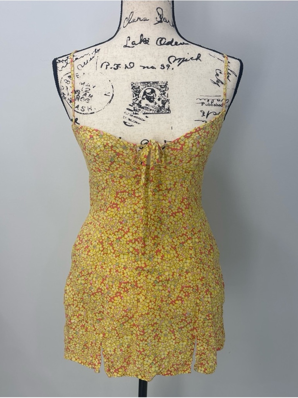 wild fable Yellow Floral Tie-Front Mini Dress